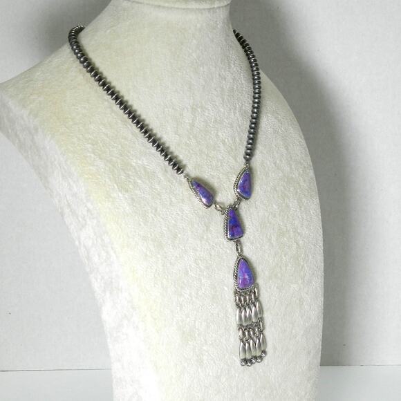 Vintage RB Running Bear Jewelry Purple-Copper Turquoise Necklace - Picture 3 of 7